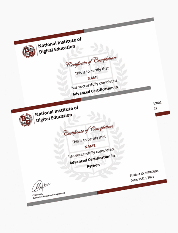 Advanced Certification in Python (Reserve My Seat) - NIDE